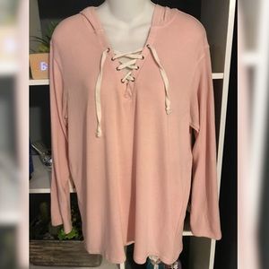 Pink Lightweight Long Sleeve Hooded Top